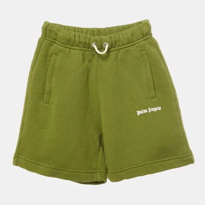 Pre-owned Palm Angels Kids Green Logo Print Shorts 6yrs