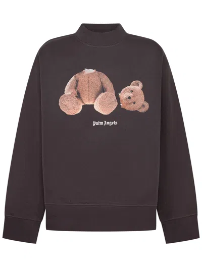 Palm Angels Kids Hooded Sweatshirt In Brown