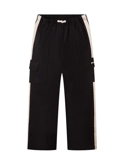 Palm Angels Kids Kids' Cargo Pants With Unique Design In Nero