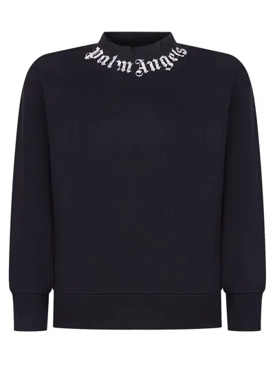 Palm Angels Kids Kids' Classic Giro Neck Sweatshirt In Blue