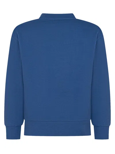 Palm Angels Kids Kids' Mini Logo Sweatshirt With Giro Neck In Blu
