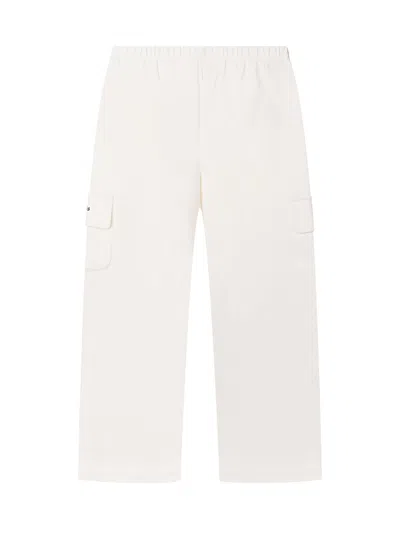 Palm Angels Kids Kids' Paintntaloni Ampi Cargo Trousers In Off White