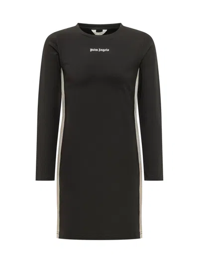 Palm Angels Kids Kids Textured Stitch Mini Dress In Black