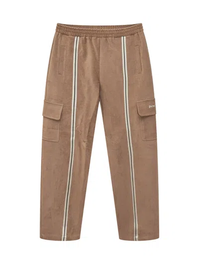 Palm Angels Kids Kids Velvet Pants In Brown
