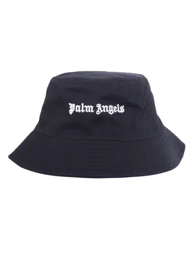Palm Angels Kids Logo Bucket Hat Boy In Black