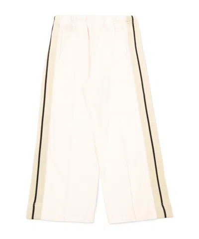Palm Angels Kids Logo Detailed Wide-leg Trousers In Neutral