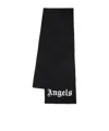 Palm Angels Kids Logo Embroidered Knitted Rectangular Scarf In Black