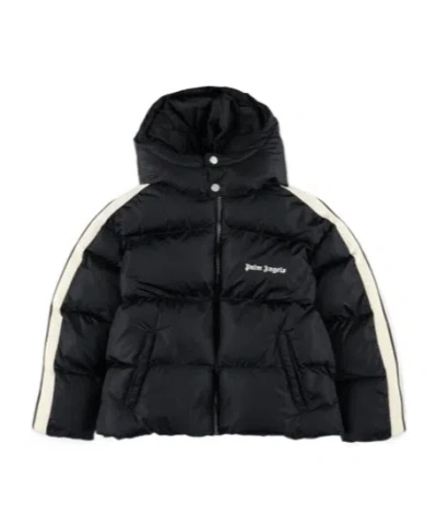 Palm Angels Kids Logo Embroidered Padded Jacket In Black