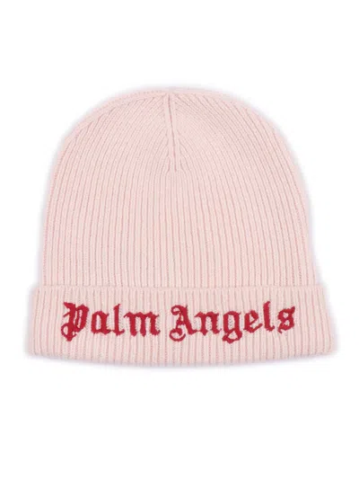 Palm Angels Kids Logo Knit Beanie Rose Pink - Brick Red