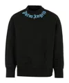 Palm Angels Kids Logo-print Crewneck Sweatshirt In Black