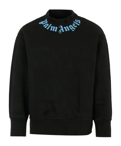 Palm Angels Kids Logo-print Crewneck Sweatshirt In Black