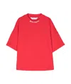 Palm Angels Kids Logo Printed Crewneck T-shirt In Red