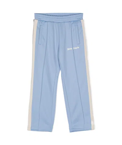 Palm Angels Kids' Logo-print Cotton Track Pants In Blue