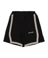 Palm Angels Kids Logo Printed Stripe Detailed Shorts In Black