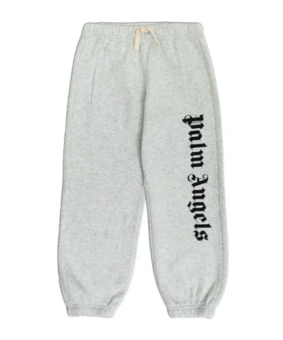 Palm Angels Kids Logo Printed Sweatpants In Gray