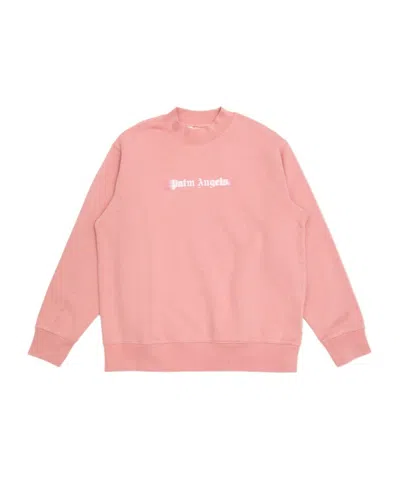 Palm Angels Kids Logo Printed Sweatshirt In Pink