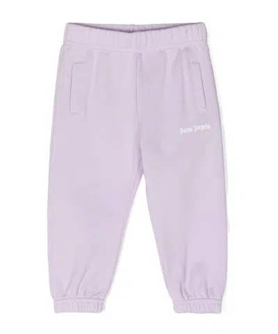 Palm Angels Kids Logo Printed Track Pants In Purple