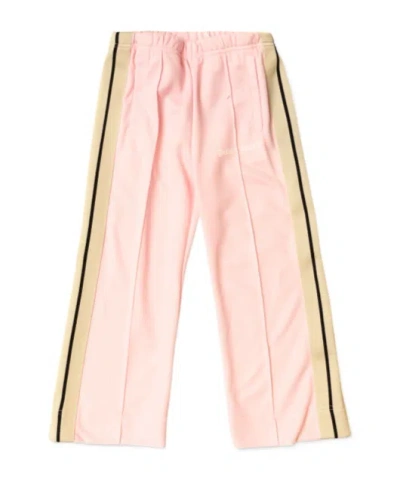 Palm Angels Kids Logo Printed Wide-leg Track Pants In Pink
