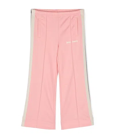Palm Angels Kids Logo-printed Wide-leg Track Pants In Pink