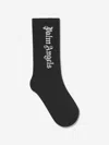 Palm Angels Logo Jacquard Cotton Blend Knit Socks In Black
