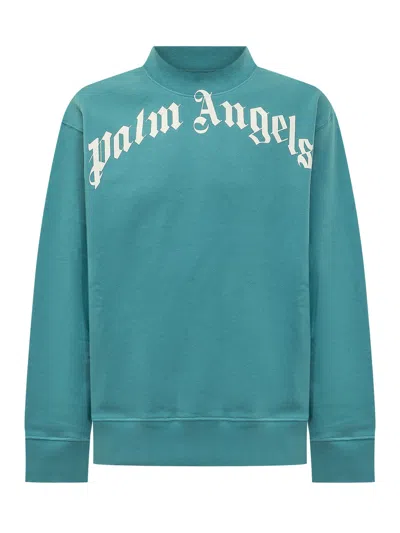 Palm Angels Kids Logo Sweatshirt In Blue