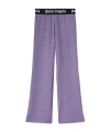 Palm Angels Logo-print Strap Metallic-threading Trousers In Purple