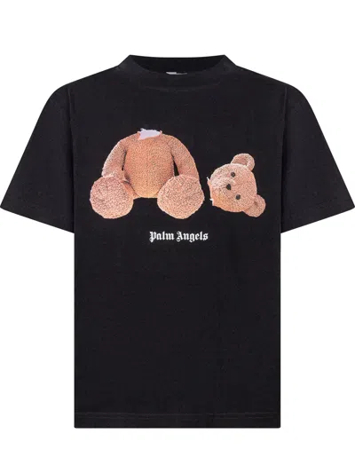 Palm Angels Kids Mini Angels Kids T-shirt With Unique Design In Black