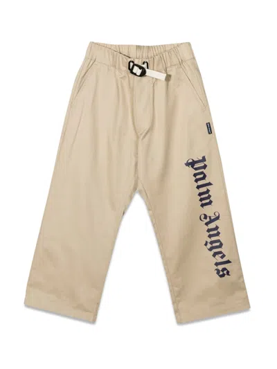 Palm Angels Kids' Mini Drill Pants In Neutral