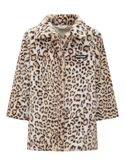 Palm Angels Kids Mini Ecofur Leopard Jacket In Animal Print