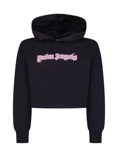 Palm Angels Kids Mini Hoodie Sweatshirt With Logo Application In Black