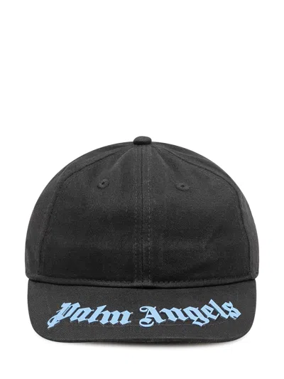 Palm Angels Kids Mini Kids' Cap With Logo In Black Light Blue