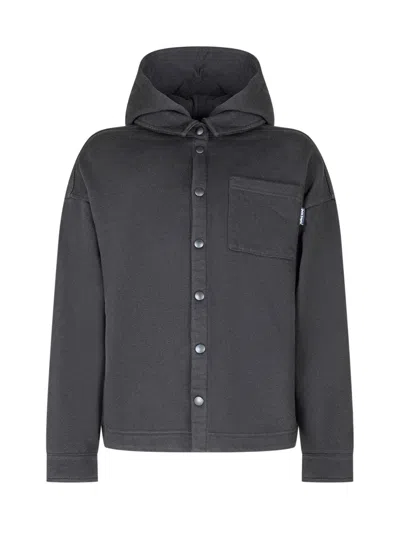 Palm Angels Kids Mini Kids Hoodie Shirt In Black Light Blue