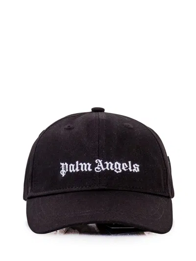 Palm Angels Kids Mini Logo Hat In Black White