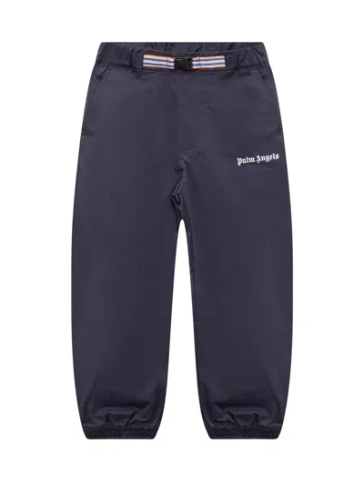 Palm Angels Kids Mini Logo Trousers In Navy Blue