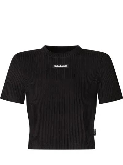 Palm Angels Kids Mini Logo T-shirt For Kids In Nero
