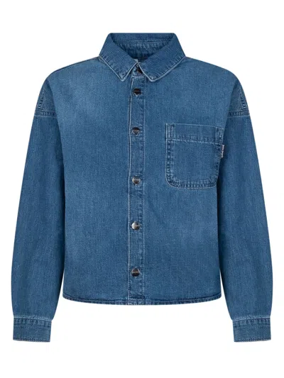 Palm Angels Kids Mini Pocket Overshirt For Kids In Blue