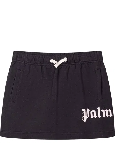 Palm Angels Kids Mini Skirt With Logo Detail In Blue