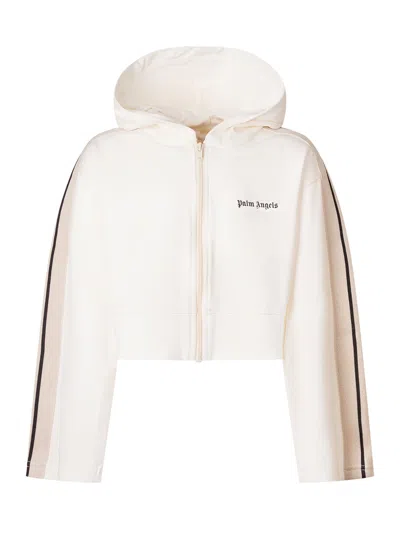 Palm Angels Kids Mini Stylish Sweatshirt With Hood And Zip In Neutral