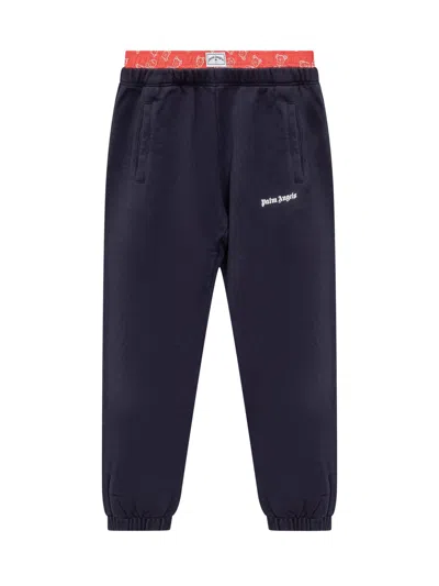 Palm Angels Kids Mini Trendy Kids Trousers In Navy Blue