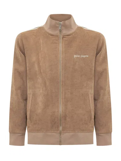 Palm Angels Kids Mini Velvet Jacket In Cammello