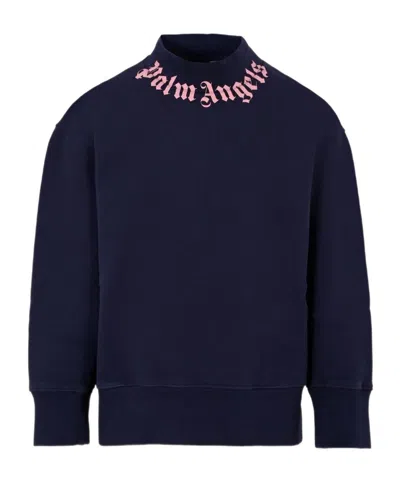 Palm Angels Kids Mock-neck Logo Printed Sweatshirt In Multi