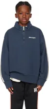 Palm Angels Kids Navy Track Sweatshirt In Night Blue Off White