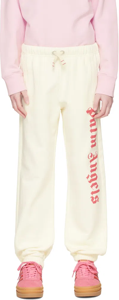 Palm Angels Kids Off-white Classic Overlogo Sweatpants In Butter Cherr