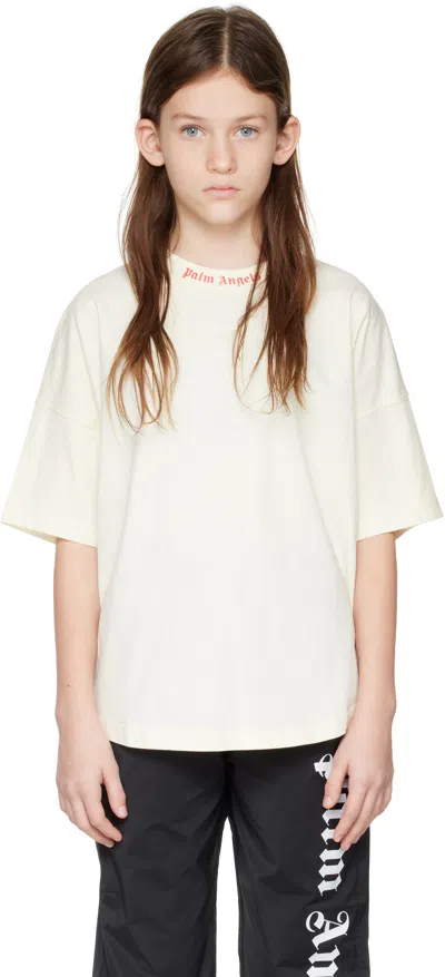 Palm Angels Kids Off-white Classic Overlogo T-shirt In Butter Cher
