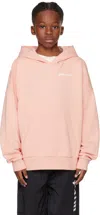 Palm Angels Kids Pink Classic Overlogo Hoodie In Pink White