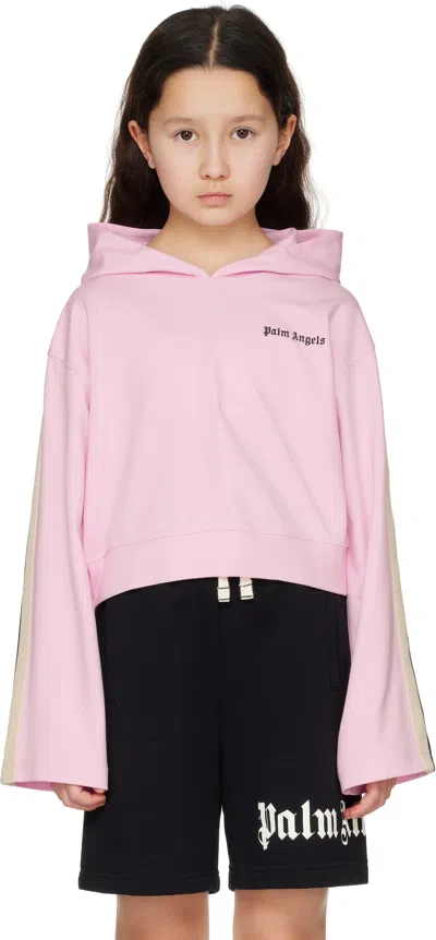 Palm Angels Kids Pink Track Hoodie In Rose Pink Bl