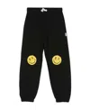 Palm Angels Kids Smiley-printed Elasticated Waist Track Trousers In Black