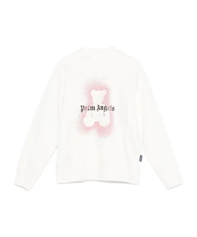 Palm Angels Kids Spray-paint Crewneck Sweatshirt In White