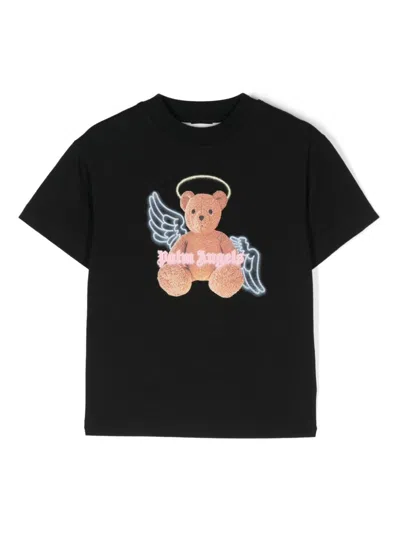Palm Angels Kids' Black Cotton T-shirt With Print