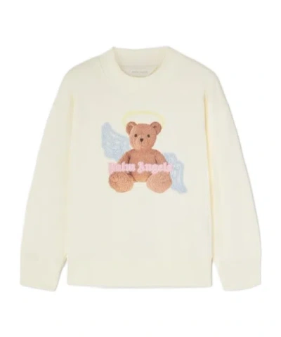 Palm Angels Bear Pattern Hoodie In White